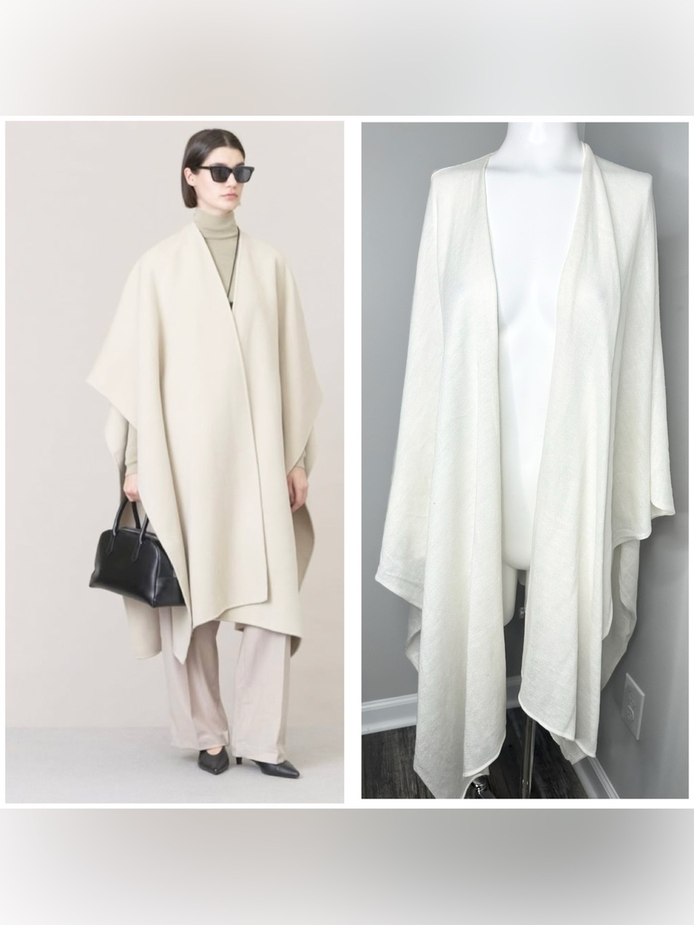 Covington Cream Open-Front Draped Poncho-OSFA-
